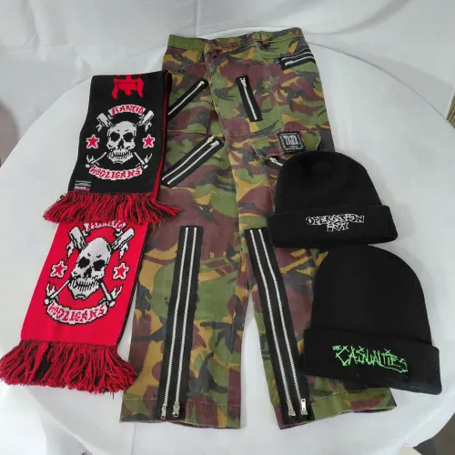 Kit Inverno Punk Calça + Gorro + Cachecol Importados