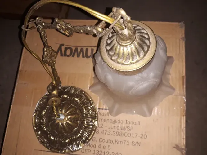 Lustre Sala Jantar Quarto Pendente Dourado Vintage 