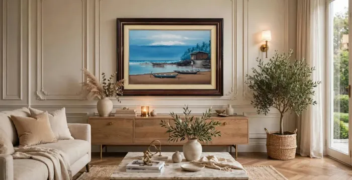 Quadro Original Gilson 1991 Praia Barcos Tela Oleo Antiga Rara