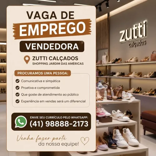Vaga para vendedora