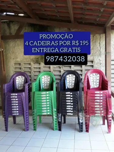 CADEIRA PLASTICA 4 POR R$ 195 ENTREGAMOS HOJE
