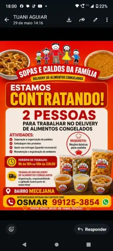 Contratos para trabalhar com sopas e caldos