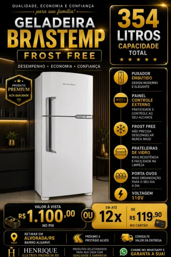 Geladeira Brastemp duplex fros free 110v impecável , aceito cartão .