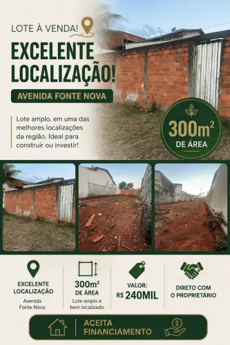 Excelente Lote Fonte nova - Na avenida 300m²