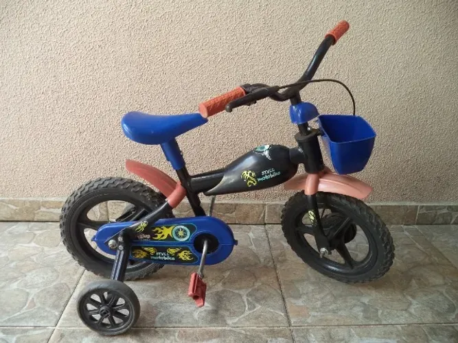 Bicicleta Infantil Aro 12 Styll Baby Motobike de 3 a 5 Anos Preto/Azul