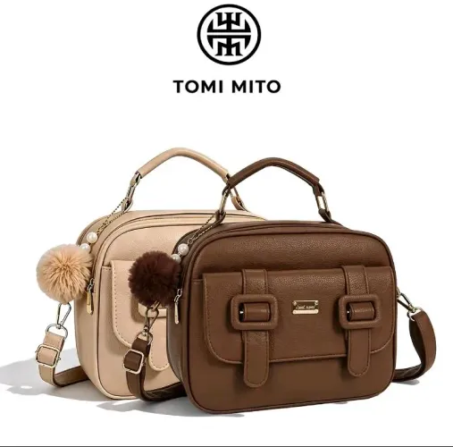 Bolsa de ombro e transversal feminina em couro sintético
