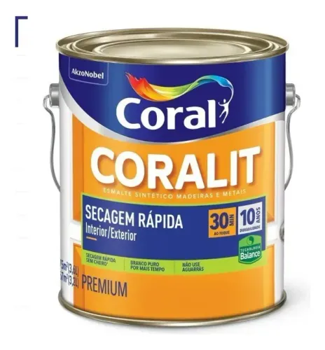 Tinta Esmalte Base Água Coralit Zero Branco 3,6ml - Coral Acabamento Acetinado 3,6 Ml