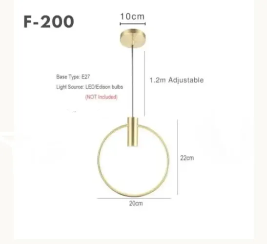 Par de pendente argola F-200 dourado (vai com as Lampadas)