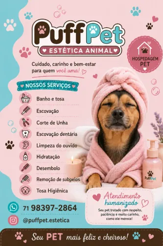 PuffPet Banho e Tosa -? Seu pet merece um dia de SPA! ?