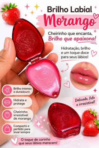 Kit 4 brilho labial moranguinho ( formato de morango com duas cores )