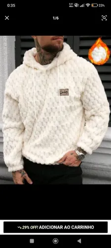Moletom com Capuz Fleece Casual Masculino