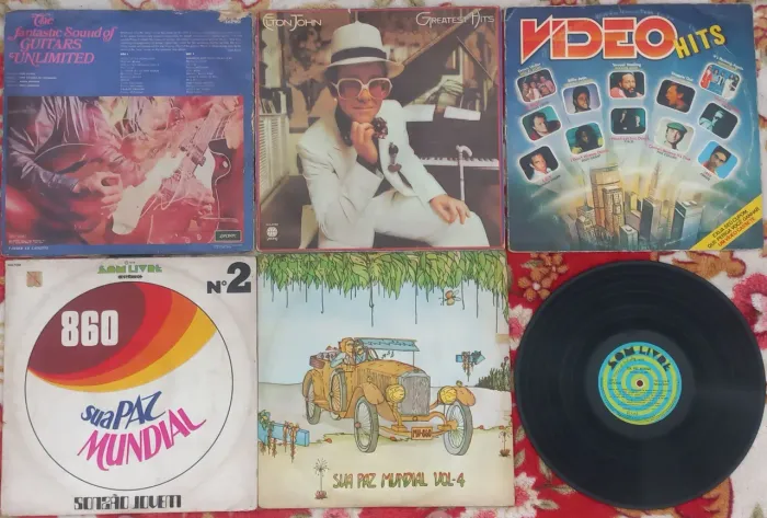 6 Discos Vinil Elton John The Sound of Guitars Vídeo Hits 2 Sua Paz Mundial Frete Grátis