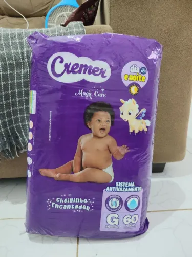 fralda cremer tamanho G 60 unidades