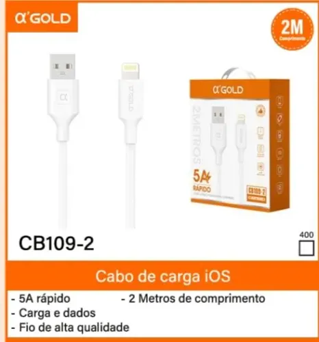QUEIMA DE ESTOQUE -CABO DE CARGA IOS e TIPO-C 2M NO ATACADO - MÍN. 40 UNIDADES