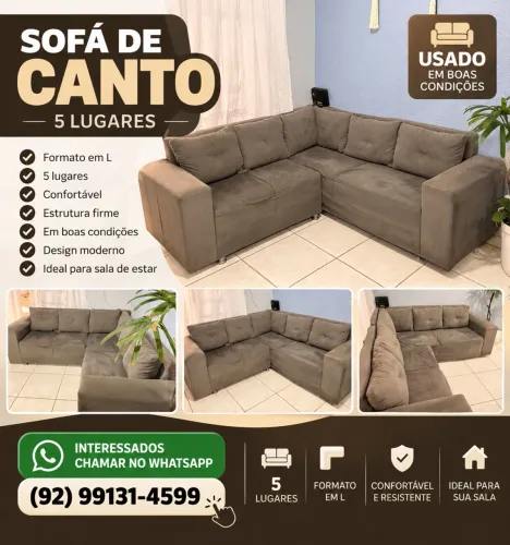 Sofá em L 5 lugares