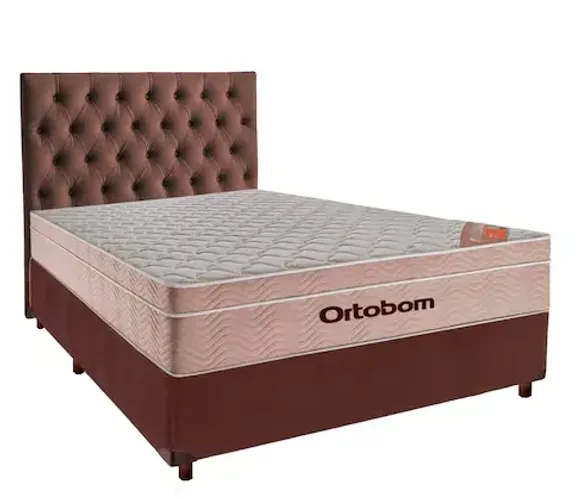 Colchão Casal Ortobom Com Base Box Casal Vermelho Escuro
