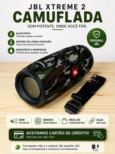 JBL Xtreme 2 Camuflada Bluetooth com Alça