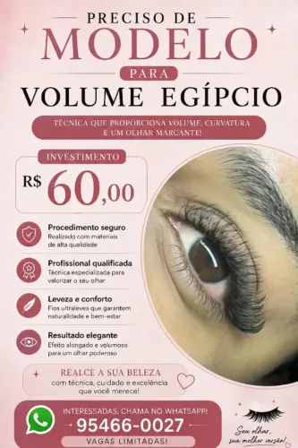 Procuro modelos para Extensão de Cílios (Volume Egípcio e Brasileiro)! ?