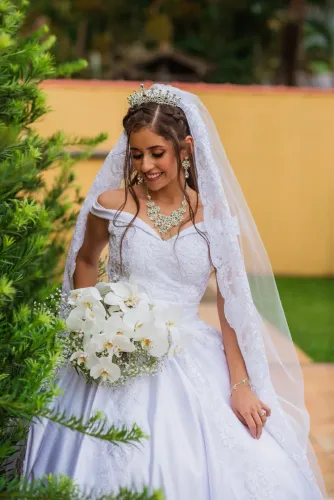 Vestido de Noiva 2 em 1 - Completo com Véu e Anáguas INCLUSAS