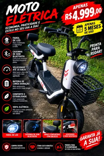 Scooter Elétrica Panda J10 800W - Não precisa CNH (Semelhante a MotoChefe)