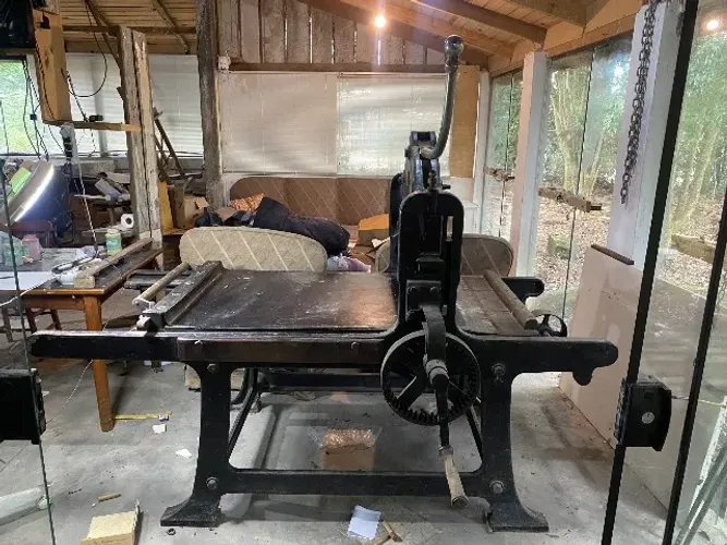 prensa litografica marca krause .tipografia .  Lithograph press print gravura
