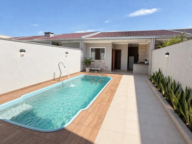 CASA COM PISCINA, DUAS SUÍTES E CHURRASQUEIRA A 350M DO MAR EM GUARATUBA.