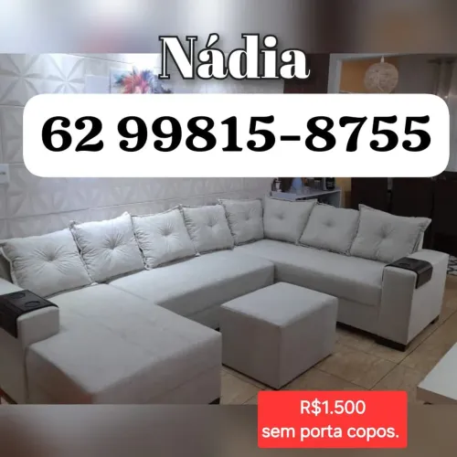 SOFÁ BEGE CLARO 7 LUGARES