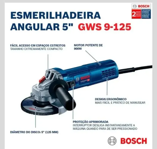Esmerilhadeira Angular de 5" Bosch GWS 9-125 900W 220V