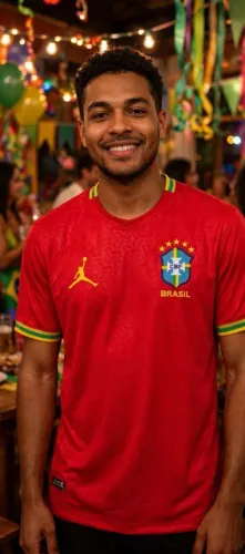 Camisa Brasil 3D Premium unissex vermelha Tam P/M