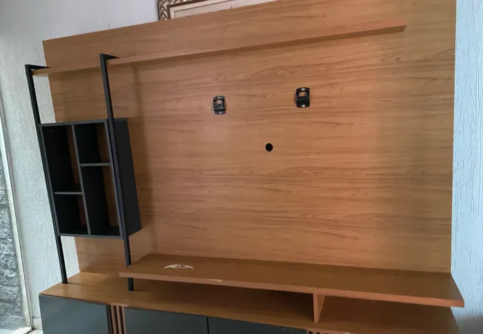 Estante Home Fortuna Ripado Industrial Para TV Até 65? Polegadas