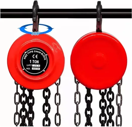 Talha Manual 1 Tonelada com 3m de Corrente de Aço Manganês.