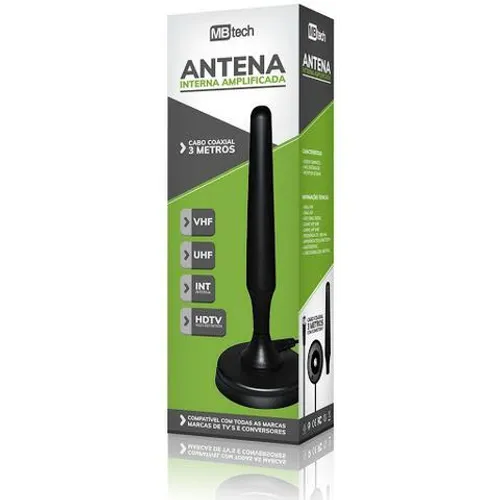 Antena Interna Amplificada Vhf/Uhf/Hdtv com cabo de 3m
