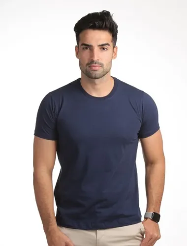 Camiseta Masculina Básica Lisa Azul Marinho 100% algodão Original