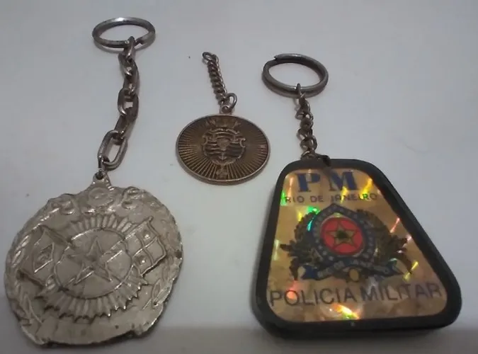 Lote Chaveiros Antigos Policia Militar Rj, Segurança, Sol, Brazão