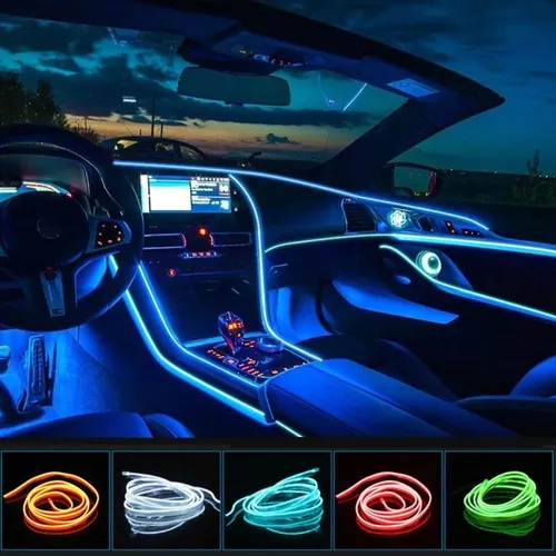 Fita De Led Tipo Neon El Wire Painel Interior Carro 5 Metros
