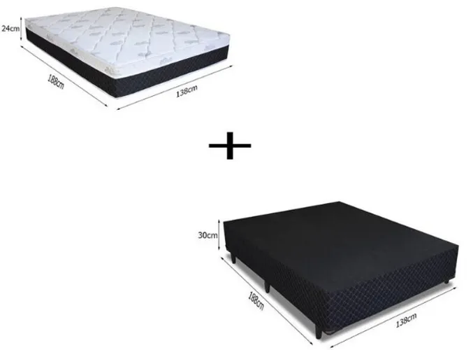 Base Box + Colchão Casal Veneza Molas Ensacadas Frete Grátis