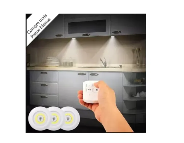  Luminária Lâmpada Led Spot Sem Fio Portátil Controle Remoto