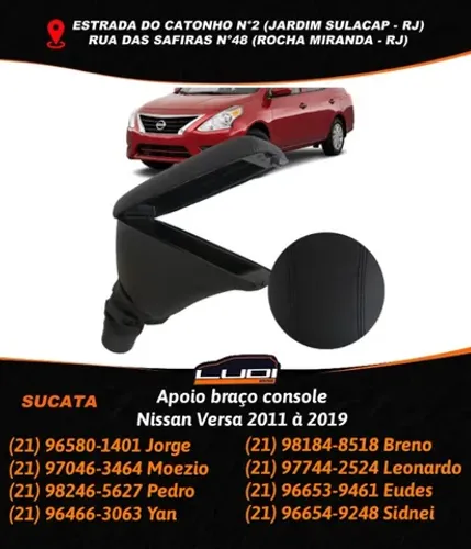 Apoio braço console Nissan Versa 2011 à 2019