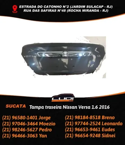 Tampa traseira Nissan Versa 1.6 2016