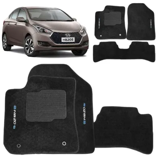 Tapete Carpete Hyundai HB20S - Grafite 3 Peças - Ecotap