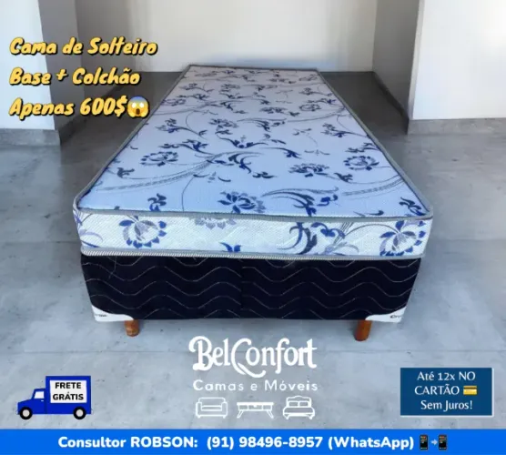CAMA BOX SOLTEIRO COLCHÃO DE ESPUMA 