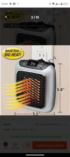 Mini Aquecedor Elétrico Portátil - Compacto e Potente!