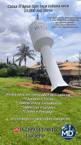 CAIXA TIPO TAÇA 15 MIL LITROS COLUNA SECA