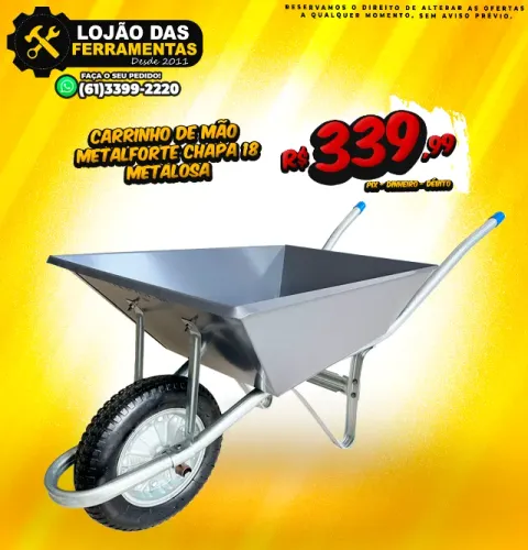 Carrinho de Mão Metalforte Chapa 18 Metalosa