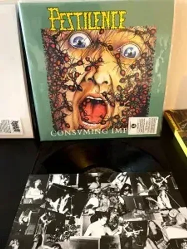 Pestilence - Consuming Impulse (Death Metal, Hammerheart Records LP preto, novo)