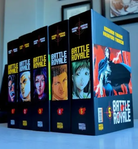 Battle Royale - Coleção Completa de Mangás + cards + marcadores de páginas.