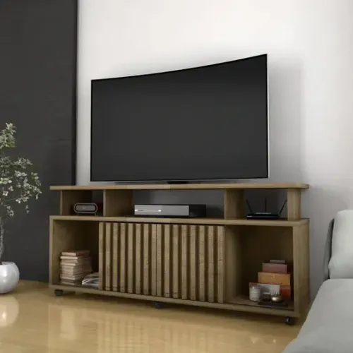 Rack 2 Portas Ripado Canela 160cm na Promoção 