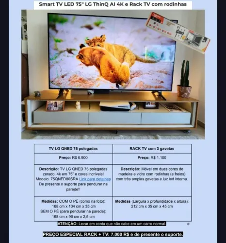 Desapego! TV QNED 75 Móveis e eletrodomésticos 