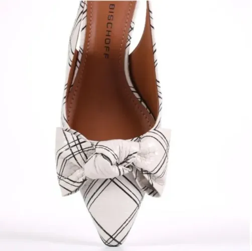 Sapato Jorge Bischoff Slingback Xadrez em couro Off White tamanho 38 (Nova-nunca usada)