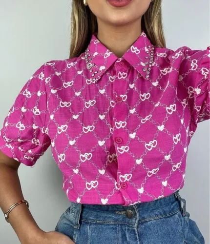 Blusa social - bordada 